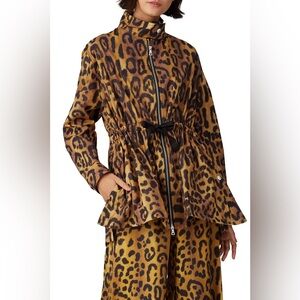 Adam Lippes Collective Anorak Jacket Womens Size 8 Leopard Print